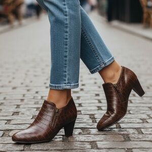 Rialto Faux Crocodile Closed Toe Heels